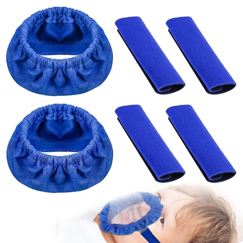 4Pcs CPAP Zubehör CPAP Maske Zubehör CPAP Gurtbezüge Gesichtspads Wiederverwendbar CPAP Gurt Komfort Pads zur Verringerung von Wange Rote Flecken und Einbuchtungen mit 2 CPAP Masken Liner (Blau) von Celiodd