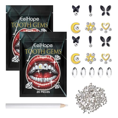 Tooth Gem Kit Zahnstein Schmuck Zahnsteine Selber Kleben Set mit 1440 Strasssteinen und 5 Marquise-Diamanten DIY Tooth Gem Kit Edelstein Strass Dekor Zahnschmuck Schmetterling von Celiodd