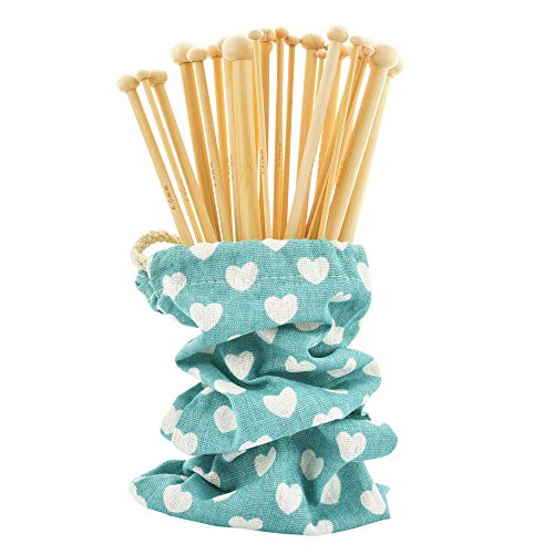 Celley 18 Paar glatte Bambus-Stricknadeln mit Tasche (24,5 cm Länge, Größen US 0 bis US 15) von Celley