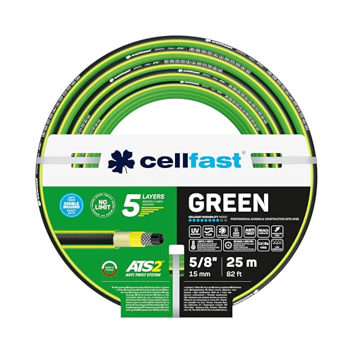 CELLFAST Gartenschlauch Schlauch 5 Lagiger Wasserschlauch Doppelgeflecht Kreuz Trikotgewebe Bewässerungsschlauch UV Beständig Anti Algen Flexibel 30 Bar 5 8 Zoll 25 Meter Green CELLFAST Gartenschlauch Schlauch 5 Lagiger Wasserschlauch Doppelgeflecht Kreuz Trikotgewebe Bewässerungsschlauch UV Beständig Anti Algen Flexibel 30 Bar 5 8 Zoll 25 Meter Green von Cellfast