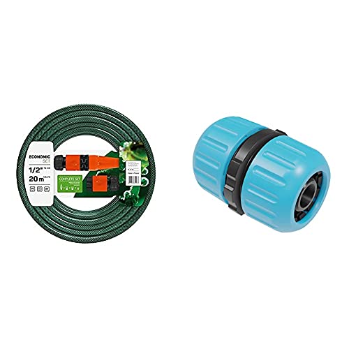 Cellfast 10-100V Gartenschlauch, grün, 1/2"-20m & Reparaturteil 1/2" (12,5 mm) BASIC-Schlauchverbinder, 2 Schlauchenden Anschluss, einfache Montage, ABS-Kunststoff, 51-100H von Cellfast