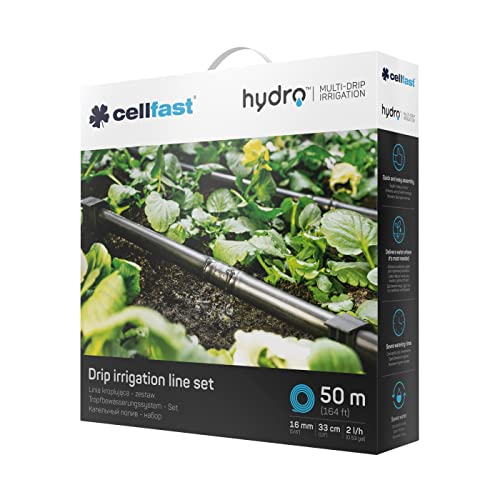 Cellfast 19-060 Hydro™ Tropfbewässerungssystem Set UV-Strahlen- und chemikalienbeständig Gartenbewässerung 50m Tropfschlauch von Cellfast