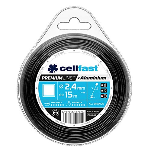 Cellfast 35-043 PREMIUM schneiden, Gelb, Trimmerfaden Quadrat 2,4 mm x 15 m, Cellfast Trimmerfaden Schneiden Quadrat PREMIUM 2,4 mm x 15 m, 35-043 von Cellfast