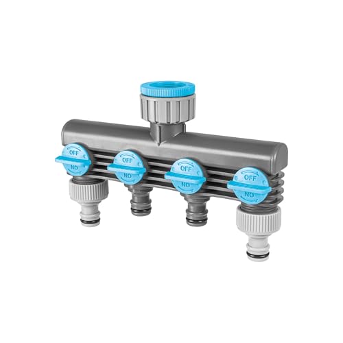 CELLFAST Verteiler 4 Wege Anschluss Gartenschlauch Abzweig Stufenlose Regulierung Hahn G3/4" G1" Ideal von Cellfast