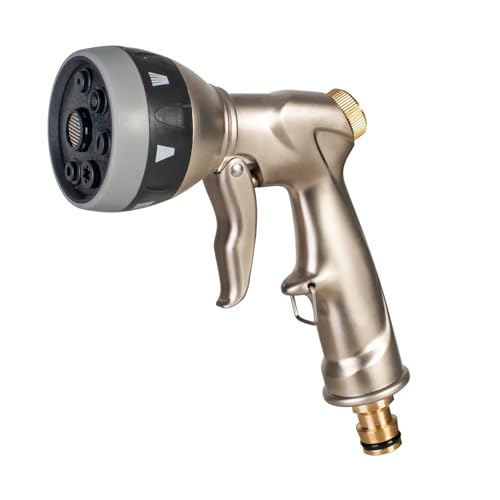 Cellfast BRASS Multifunktionaler Pistolenbrause, Garten Spritze, Handbrause Gartenpistole, 7 einstellbare Bewässerungsmuster, Hergestellt aus strapazierfähigem Messing von Cellfast