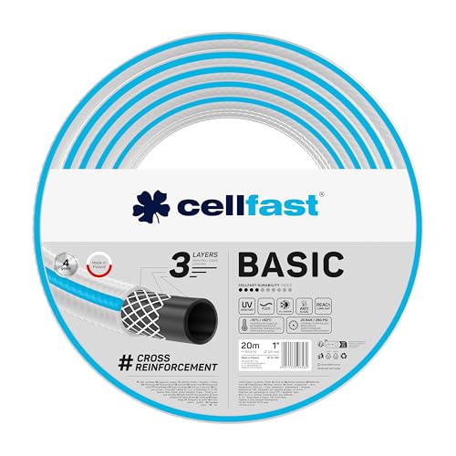 CELLFAST Gartenschlauch Schlauch 3 Lagiger Wasserschlauch Für Garten Dauerhafter Garnverstärkung Flexibler Bewässerungsschlauch UV Beständig Anti Algen 1 Zoll 20 Meter Basic von Cellfast
