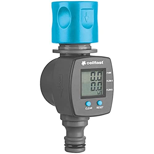 Cellfast Flowmeter cellPRO™, Einfache Kontrolle des Wasserverbrauchs, 0,5-6 bar, Hilft Wasser zu sparen, Hohe Qualität, 52-096 von Cellfast