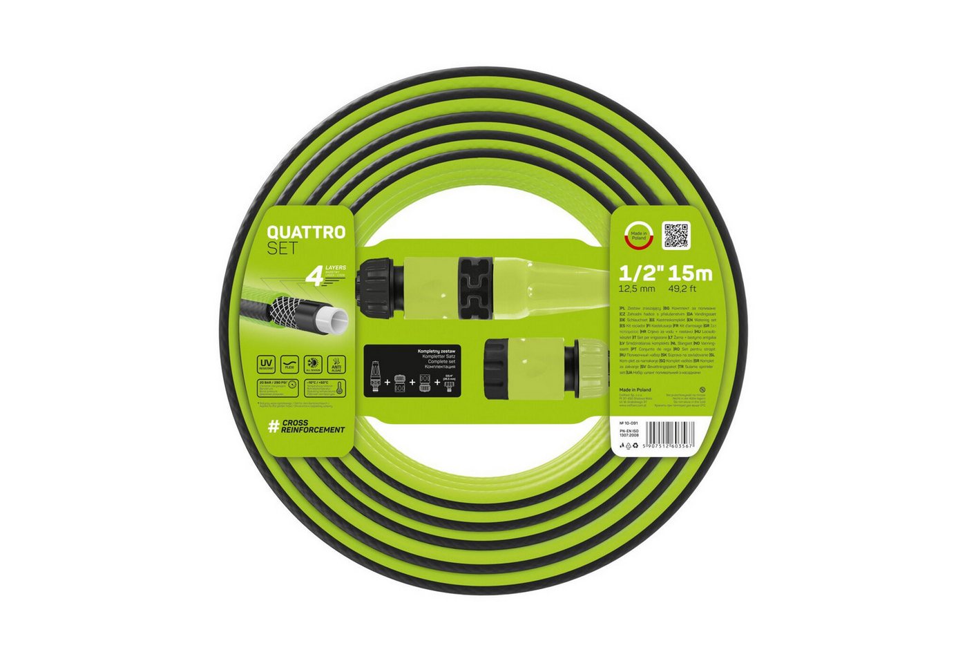 Cellfast Gartenschlauch 10-091 Quatrro Schlauchset 4-Lagen-Schlauch 15m 1/2", Gartenschlauch mit Spritze Schnellkupplung Anschluss UV-beständig Cellfast Gartenschlauch 10-091 Quatrro Schlauchset 4-Lagen-Schlauch 15m 1/2", Gartenschlauch mit Spritze Schnellkupplung Anschluss UV-beständig von Cellfast