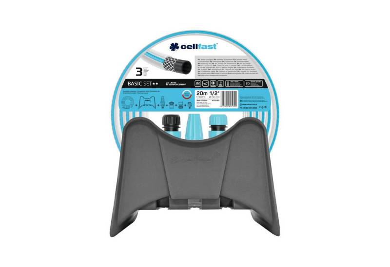 Cellfast Gartenschlauch 10-450 Schlauchset BASIC Schlauch 20m 1/2 Zoll, Schlauchset Schlauch Wandhalter Kopplung Spritze von Cellfast