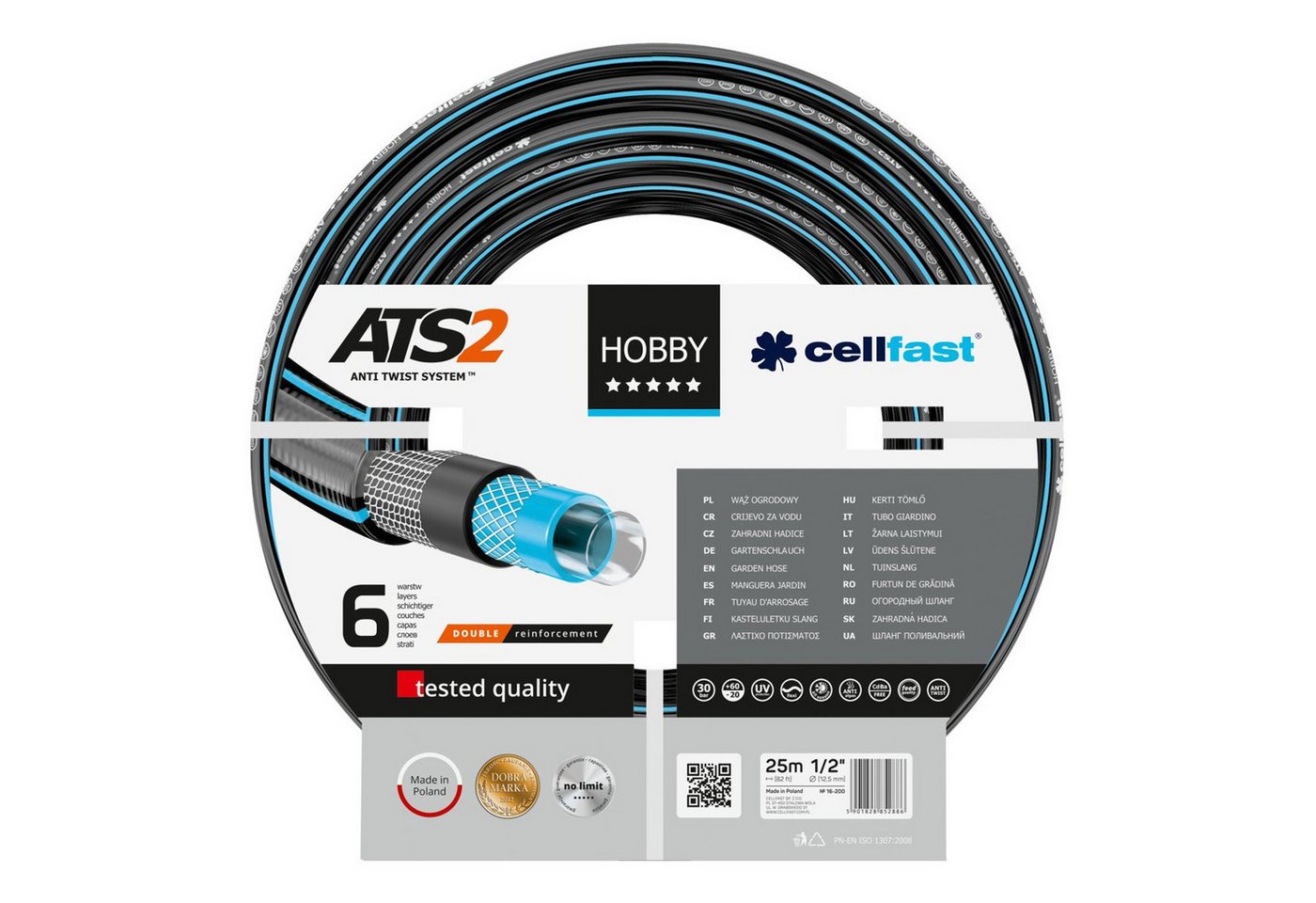 Cellfast Gartenschlauch 16-200 Hobby ATS2 1/2" 25m, 6-lagiger Gartenwasserschlauch Cellfast Gartenschlauch 16-200 Hobby ATS2 1/2" 25m, 6-lagiger Gartenwasserschlauch von Cellfast