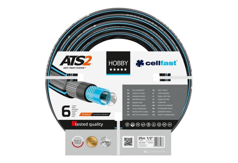 Cellfast Gartenschlauch 16-200 Hobby ATS2 1/2" 25m, 6-lagiger Gartenwasserschlauch von Cellfast