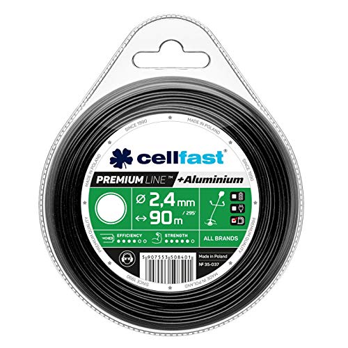 Cellfast Mähfaden Für Rasentrimmer und Freischneider Trimmerfaden Rasentrimmer-Faden Trimmfaden Rasentrimmer Schnur Gehärtet Mit Aluminium Premium Runder Querschnitt 2,4 mm 90 m von Cellfast