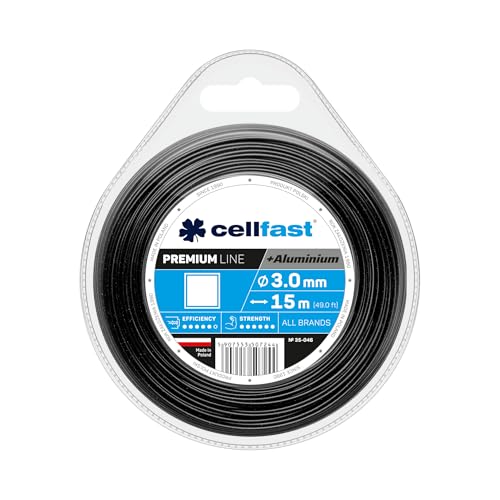Cellfast Mähfaden Für Rasentrimmer und Freischneider Trimmerfaden Rasentrimmer-Faden Trimmfaden Rasentrimmer Schnur Gehärtet Mit Aluminium Premium Quadratischer Querschnitt 3,0 mm 15 m von Cellfast