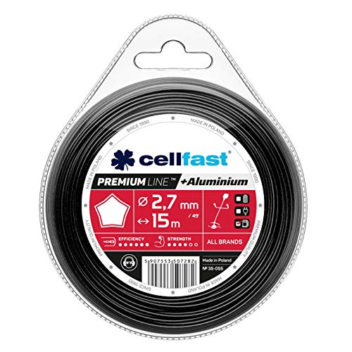 Cellfast Mähfaden Für Rasentrimmer und Freischneider Trimmerfaden Rasentrimmer-Faden Trimmfaden Rasentrimmer Schnur Gehärtet Mit Aluminium Premium Sternförmiger Querschnitt 2,7 mm 15 m von Cellfast