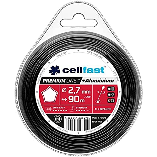 Cellfast Mähfaden Für Rasentrimmer und Freischneider Trimmerfaden Rasentrimmer-Faden Trimmfaden Rasentrimmer Schnur Gehärtet Mit Aluminium Premium Sternförmiger Querschnitt 2,7 mm 90 m von Cellfast