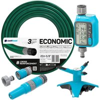 Economic Gartenschlauch 5/8' (15 mm) + rotierender Sprinkler + elektronischer Bewässerungsregler + verstellbarer Schlauchdüsensatz - Cellfast von Cellfast