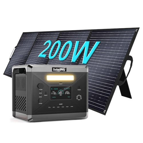 SolarPlay Tragbare Powerstation 2160wh mit 200W Solarpanel, 2400W Solargenerator mit LiFePO4, 12 Ausgang, Portable Power Station für Outdoor Camping, Wohmobil-Reisen, Notfall, (Q2501+Solar) von Cellplay