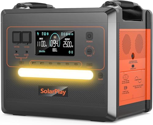 SolarPlay Tragbare Powerstation Q2402M, 2304Wh Solargeneratoren LiFePO4 (5000 Peak), 1.5h Vollladung mit Solarpanel,14 Anschlüsse, 230V,UPS, Power station für Camping/Zuhause/Wohnmobil/Stromausfall von Cellplay