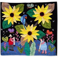 story Telling Hand Besticktes Kissen - Sonnenblumen & Schmetterlinge von Celltei