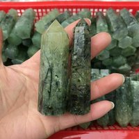 1 Stück Grüner Prehnit Stein Zauberstab Natürliches Mineral Obelisk Turmalin Spitze P32 von CelsestialCrystals