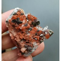 22.8G Seltene Natürliche Rote Quarzkristall & Pyrit Mineral Specimen/China U33 von CelsestialCrystals