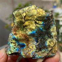 75 G Raues Natürliches Labradorit-Blaugold-Kristallquarz-Flash-Mineralexemplar Y22 von CelsestialCrystals