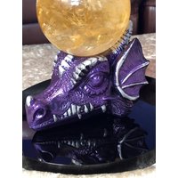 Lila & Silber Drachenkopf Harz Sphere Halter Ornament - Nicht Enthalten Drachen von CelticDragonCrystals