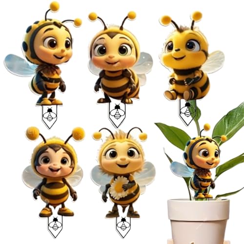 Celuicion Dekorative Gartenstäbe,2D Acryl Blumentopf Dekorative Bienenstäbe - Schmuck Für Draussen Niedliche Zierde Für Blumentöpfe Rasen Terrasse Wege von Celuicion