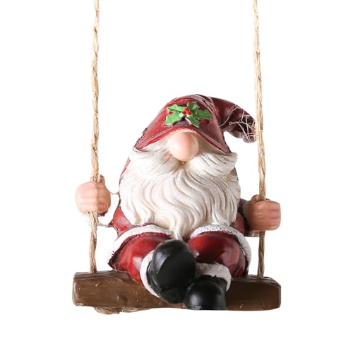 Celuicion Gartenzwerg Figur | Weihnachtszwerg Auf Schaukel Statue Für Garten | Harz Deko Figur Für Innenbereich Außenbereich Hinterhof Fenster Balkon | Garten Rasen Terrasse Dekoration von Celuicion