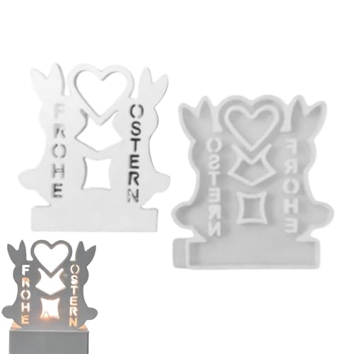 Celuicion Kaninchen Silikonform Kaninchen Silikonform - Deutsche Osterkerzenhalter Silikonform | Kerzenwachsformen aus Ton und Gips handgemacht für Dekoration von Celuicion