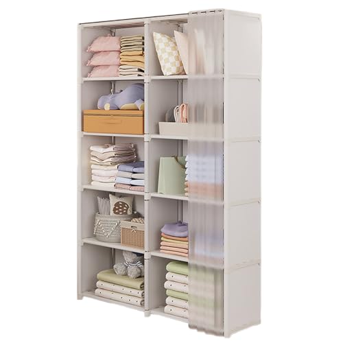 Celuicion Stoffschrank, Kleiderschrank mit Ablagen, 80 x 28 x 155 cm, Viel Platz, für Schlafzimmer, Wohnzimmer von Celuicion