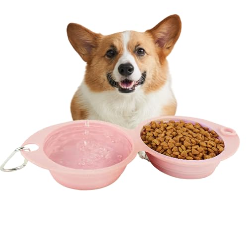 Celuicion Tragbare Wasserschüssel Für Hunde - Futter- Und Wassernapf | Klappbarer Leckerlibehälter Für Spaziergänge Park Wanderungen Camping Katzen Junghunde von Celuicion