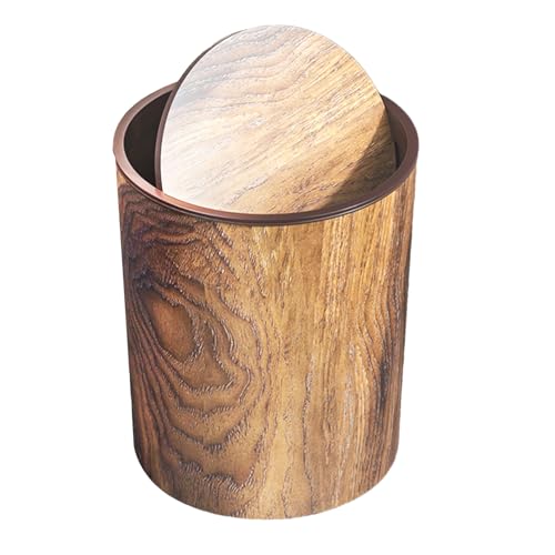 Celuicion Vintage Mülleimer Mit Schwingdeckel,Abfalleimer Mit Holzoptik Und Deckel - Mülleimer Abfalleimer Und Abfallbehälter Für Garage Wohnheim Büros Badezimmer Küche Schlafzimmer Und Unter Der von Celuicion