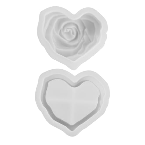 Herzförmige Silikonkerze, herzförmige Rosentopfform | Love Aufbewahrungsbox mit Deckel, Silikonformbehälter – Blumen-Silikonform, Box Formen D von Celuicion