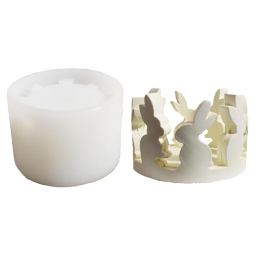 Kaninchen-Silikonform, Hasenform, Kerzenhalter aus Harz | Ostern Candle Habet Silikonform Niedlich Bunny Rabbit House For Concrete Gypsum Resin von Celuicion