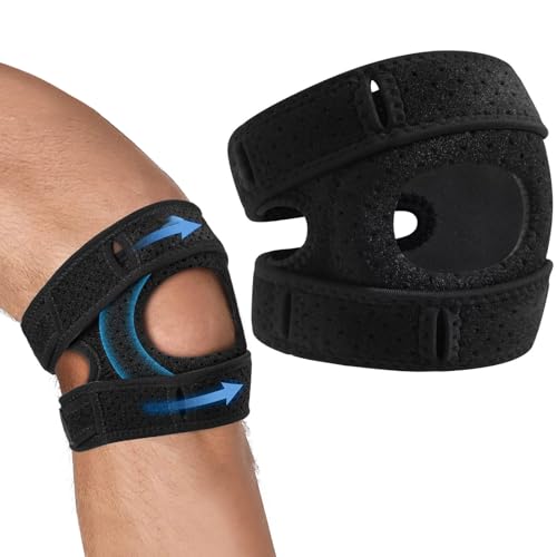 Celvibe Knieorthesen Verstellbare Generisch Kniebandage Pain Relief Knee Braces, Patella Stabilisierende Knieorthese für Läufer, Tennisspieler, Arthritis Kniegelenke Meniskusriss (Schwarz) von Celvibe
