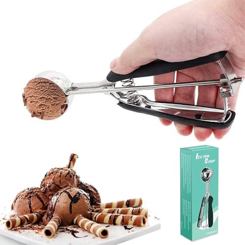 Eisportionierer Edelstahl 22.5cm, Eislöffel mit Auswerfer Komfortablem Griff für Cupcakes, Eiscreme, Muffins, Kartoffelpüree, Fleischbällchen, Melonenkugeln von Celvibe