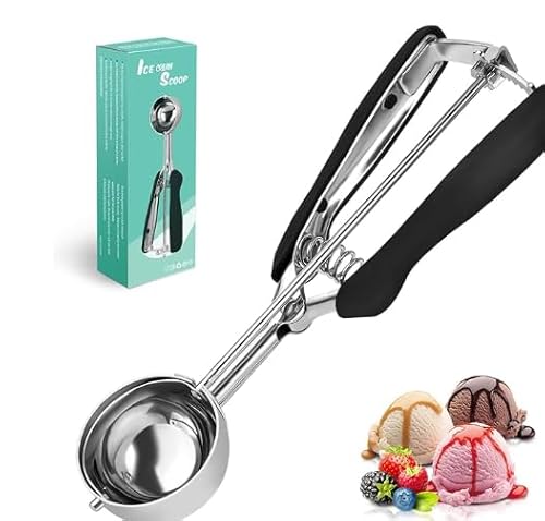 Eisportionierer Edelstahl 22.5cm, Eislöffel mit Auswerfer Komfortablem Griff für Cupcakes, Eiscreme, Muffins, Kartoffelpüree, Fleischbällchen, Melonenkugeln von Celvibe