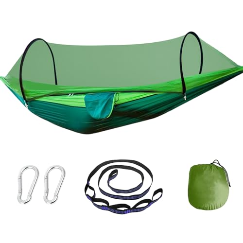 Hängematte Camping Outdoor Reise Robuste Tragbare Doppel Hängematte mit Moskitonetz Transportbeutel, Befestigungsgurte, Karabiner für Camping, Garten, Strand (Style 2, 260 * 140) von Celvibe