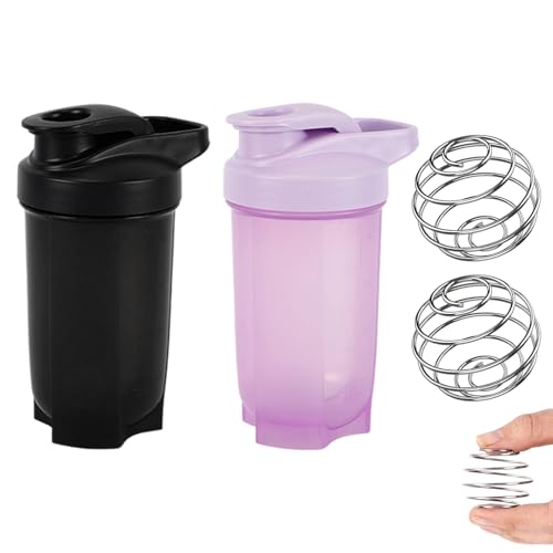 Protein Shaker 500ml Eiweiß Sportgetränke Fitness Milchshake Tragbarer Sportergänzungsmittel Shaker mit Mischkugel,Frei BPA,Leak-Proof,Hochtemperatur,Odourless Shake Cup (Schwarz und Lila, 500ml) von Celvibe