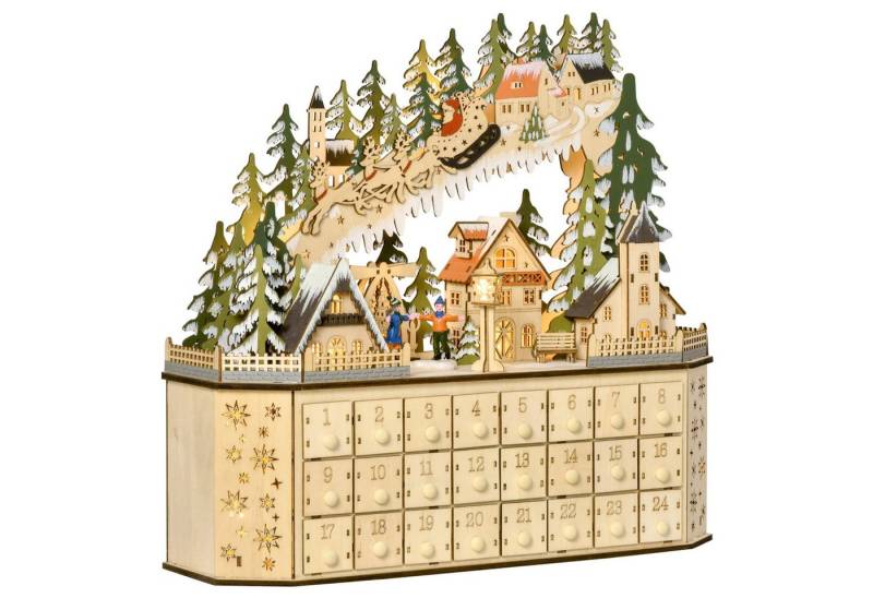 Celya Adventskalender Adventskalender Weichnachtsdekoration Weihnachtsdeko (39 cm x 9 cm x 42 cm, Weiß + Grün) von Celya