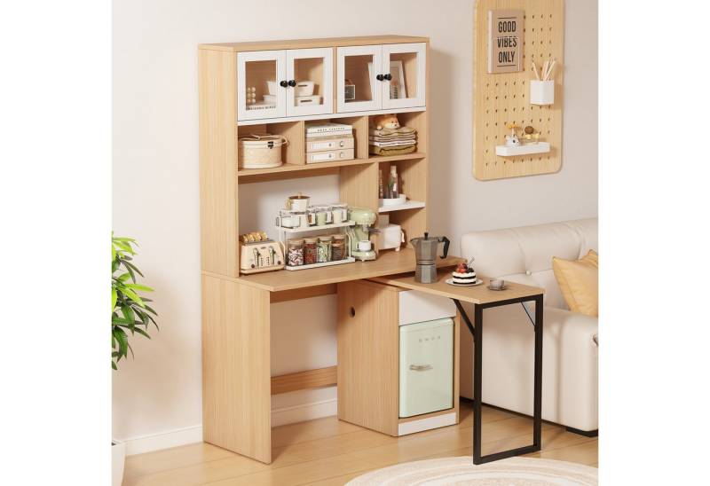 Celya Arbeitstisch Computertisch, Arbeitstisch mit Schubladen und Drehbaren Arbeitstisch (Schrankschreibtisch,Weiß Natur 180cm), Computertisch,Regal-Schreibtisch,Schrankschreibtisch Arbeitstisch von Celya