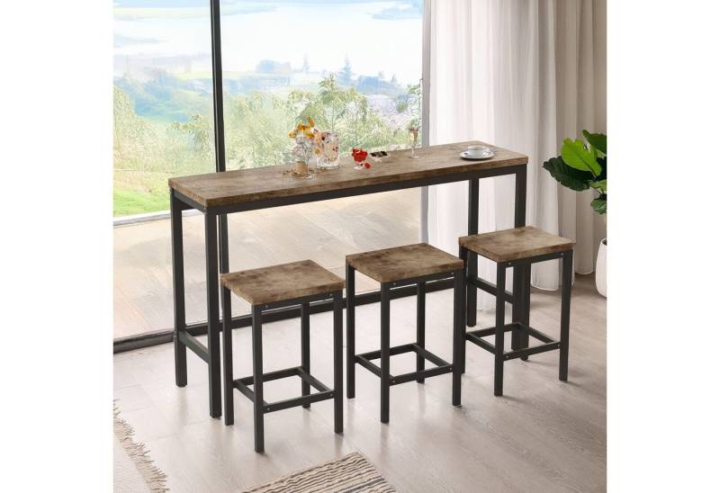 Celya Bartisch Küchen-Esstisch,Kneipentisch, langes Esstisch-Set mit 3 Hockern, Einfache Montage von Celya