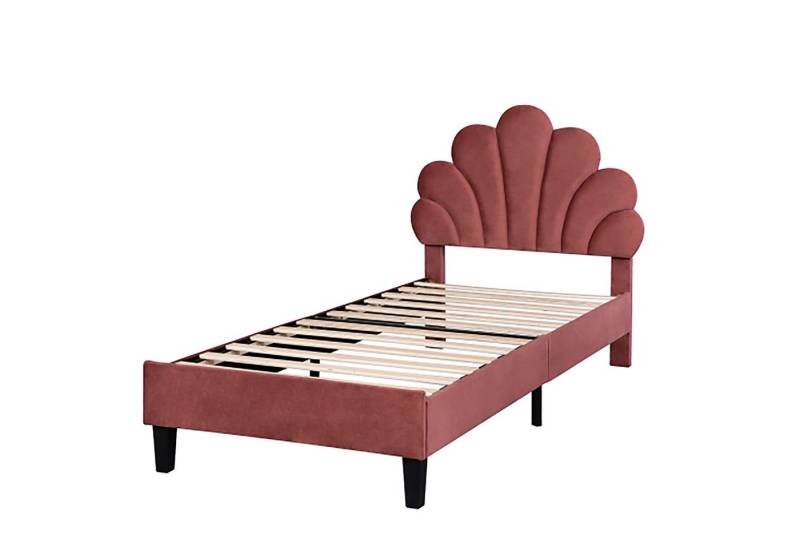 Celya Bettgestell Polsterbett Kinderbett 90 x 200 cm, Bettgestell mit Kopfteil in Blumenform und Lattenrost von Celya