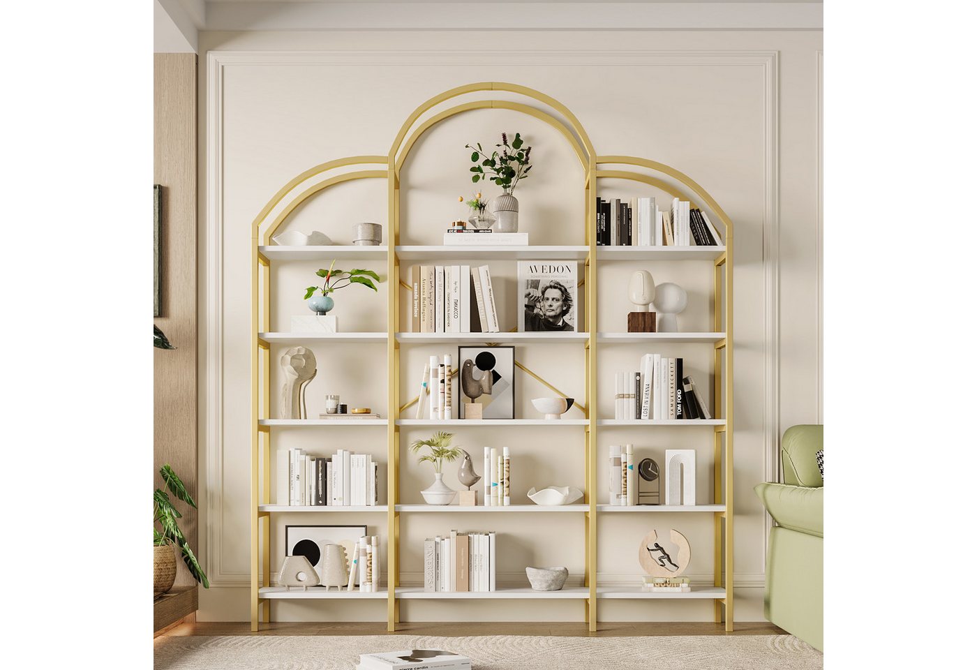 Celya Bücherregal Metallregal im modernen Stil, einzigartige Wolkenform, Stahlrohr-MDF-Material, fünf Schichten Stauraum Celya Bücherregal Metallregal im modernen Stil, einzigartige Wolkenform, Stahlrohr-MDF-Material, fünf Schichten Stauraum von Celya