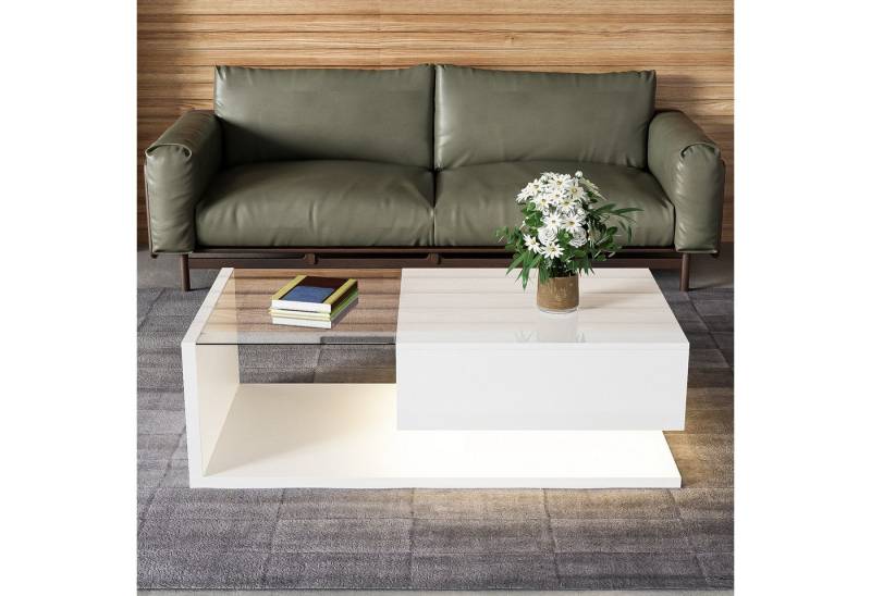 Celya Couchtisch Beistelltische, Couchtische mit Glas und LED-Effekt von Celya