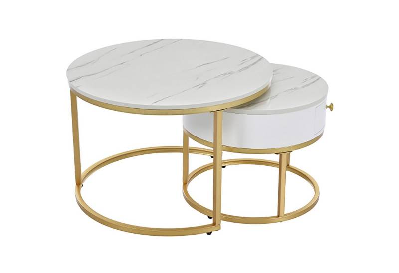 Celya Couchtisch Hochglanz Marmormuster Moderner Beistelltisch, Gewichtsgrenze 30KG von Celya