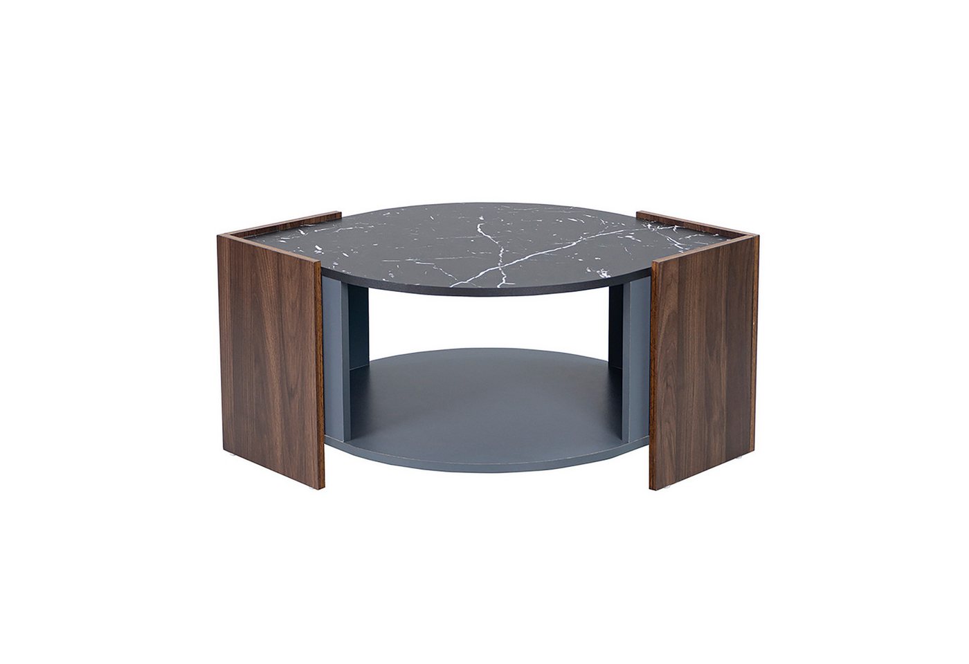 Celya Couchtisch Strukturierter Couchtisch aus Marmor und Walnuss, Wohnzimmertisch mit einzigartigen Linien, 96,5L x 63 B x 40H(cm) von Celya