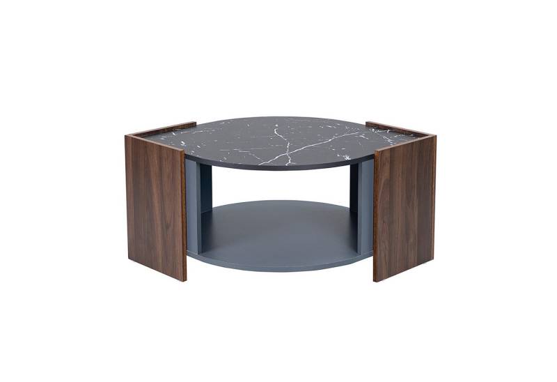 Celya Couchtisch Strukturierter Couchtisch aus Marmor und Walnuss, Wohnzimmertisch mit einzigartigen Linien, 96,5L x 63 B x 40H(cm) von Celya