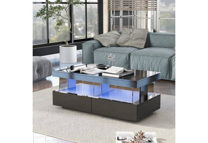 Celya Couchtisch Teetisch energiesparende Beleuchtung Wohnzimmer Tisch, 100×60×49.5cm( LxWxH) ,2 Schubladen von Celya